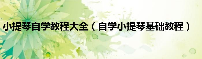 小提琴自學教程大全（自學小提琴基礎教程）