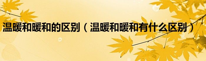 溫暖和暖和的區(qū)別（溫暖和暖和有什么區(qū)別）