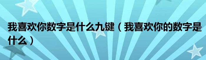 我喜歡你數(shù)字是什么九鍵（我喜歡你的數(shù)字是什么）