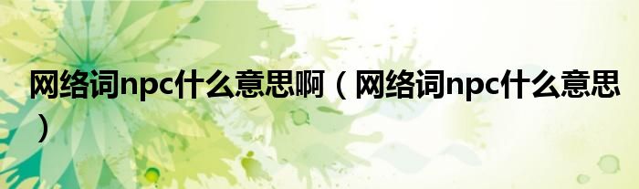 網(wǎng)絡(luò)詞npc什么意思?。ňW(wǎng)絡(luò)詞npc什么意思）