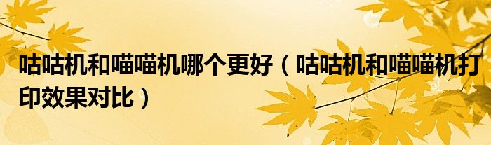 咕咕機(jī)和喵喵機(jī)哪個(gè)更好（咕咕機(jī)和喵喵機(jī)打印效果對(duì)比）