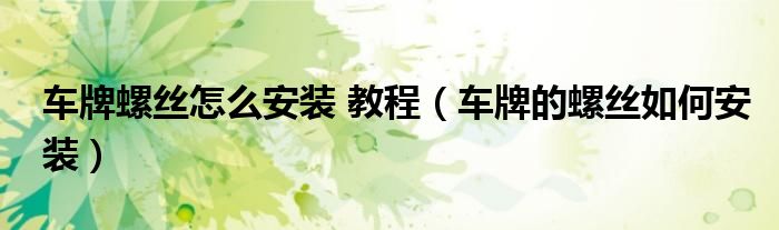 車牌螺絲怎么安裝 教程（車牌的螺絲如何安裝）