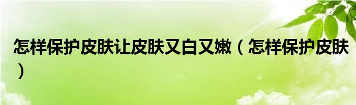 怎樣保護(hù)皮膚讓皮膚又白又嫩（怎樣保護(hù)皮膚）