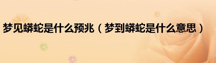 夢(mèng)見(jiàn)蟒蛇是什么預(yù)兆（夢(mèng)到蟒蛇是什么意思）