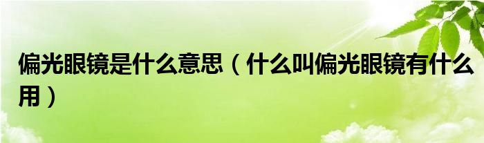 偏光眼鏡是什么意思（什么叫偏光眼鏡有什么用）