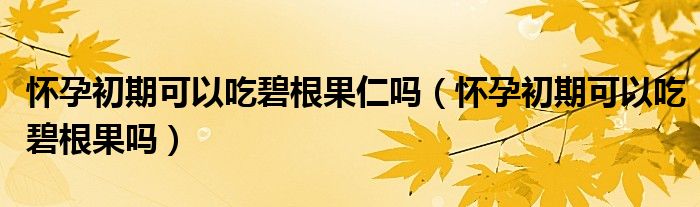 懷孕初期可以吃碧根果仁嗎（懷孕初期可以吃碧根果嗎）