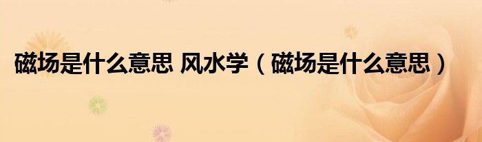 磁場是什么意思 風水學(xué)（磁場是什么意思）