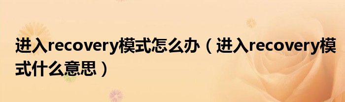 進入recovery模式怎么辦（進入recovery模式什么意思）