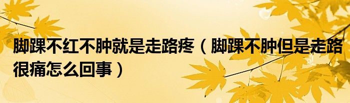 腳踝不紅不腫就是走路疼（腳踝不腫但是走路很痛怎么回事）