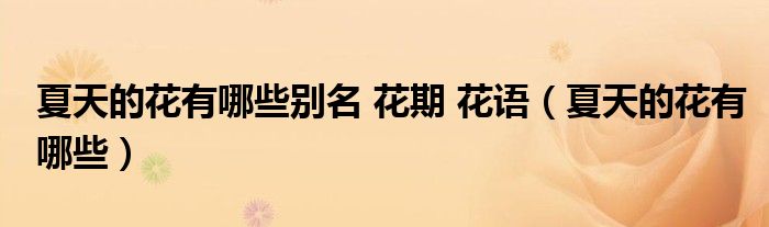 夏天的花有哪些別名 花期 花語（夏天的花有哪些）