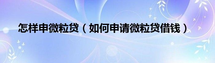 怎樣申微粒貸（如何申請微粒貸借錢）
