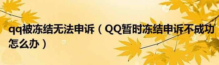 qq被凍結(jié)無法申訴（QQ暫時(shí)凍結(jié)申訴不成功怎么辦）