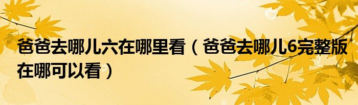 爸爸去哪兒六在哪里看（爸爸去哪兒6完整版在哪可以看）