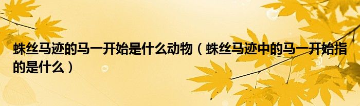 蛛絲馬跡的馬一開始是什么動物（蛛絲馬跡中的馬一開始指的是什么）
