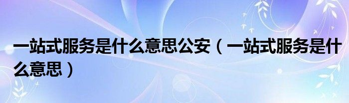 一站式服務(wù)是什么意思公安（一站式服務(wù)是什么意思）