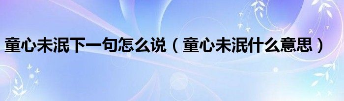童心未泯下一句怎么說（童心未泯什么意思）