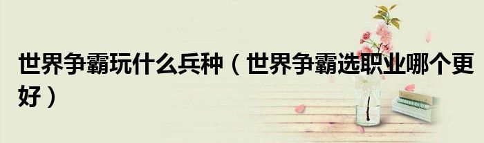 世界爭霸玩什么兵種（世界爭霸選職業(yè)哪個更好）