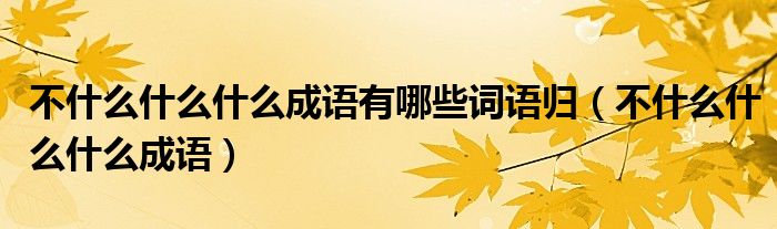 不什么什么什么成語有哪些詞語歸（不什么什么什么成語）
