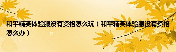 和平精英體驗(yàn)服沒有資格怎么玩（和平精英體驗(yàn)服沒有資格怎么辦）