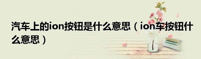 汽車上的ion按鈕是什么意思（ion車按鈕什么意思）