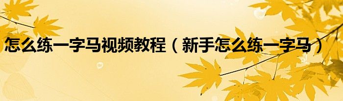 怎么練一字馬視頻教程（新手怎么練一字馬）