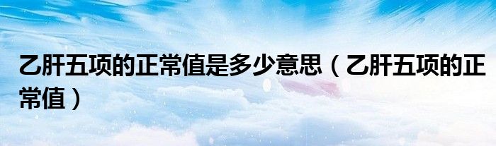 乙肝五項的正常值是多少意思（乙肝五項的正常值）