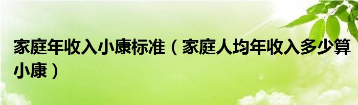 家庭年收入小康標準（家庭人均年收入多少算小康）