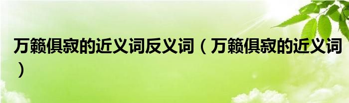 萬(wàn)籟俱寂的近義詞反義詞（萬(wàn)籟俱寂的近義詞）