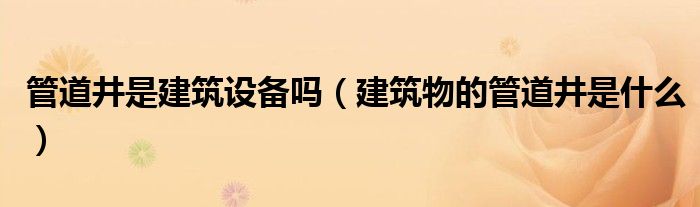 管道井是建筑設(shè)備嗎（建筑物的管道井是什么）