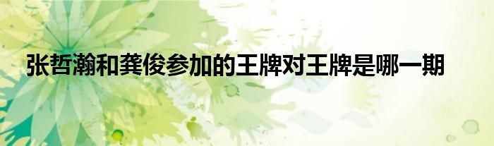 張哲瀚和龔俊參加的王牌對王牌是哪一期