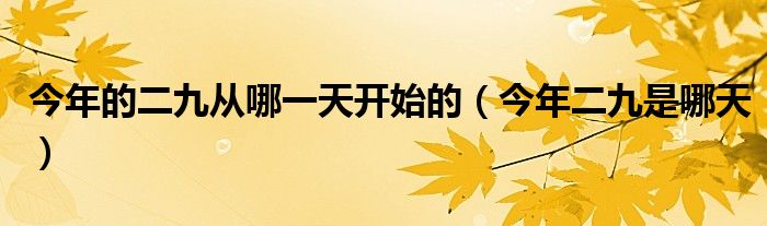 今年的二九從哪一天開始的（今年二九是哪天）