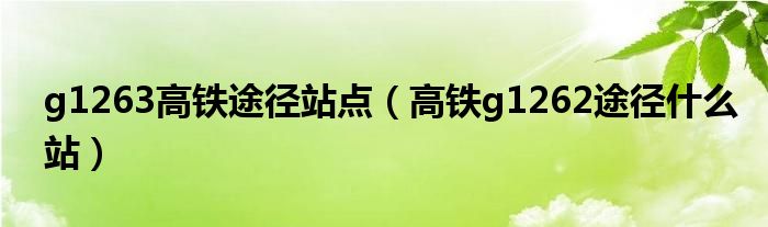 g1263高鐵途徑站點(diǎn)（高鐵g1262途徑什么站）
