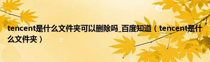 tencent是什么文件夾可以刪除嗎_百度知道（tencent是什么文件夾）