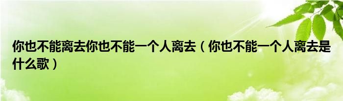 你也不能離去你也不能一個人離去（你也不能一個人離去是什么歌）