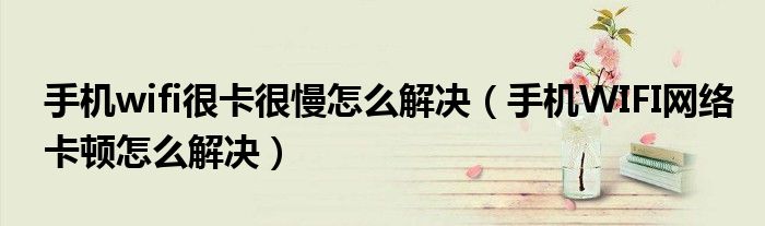 手機(jī)wifi很卡很慢怎么解決（手機(jī)WIFI網(wǎng)絡(luò)卡頓怎么解決）