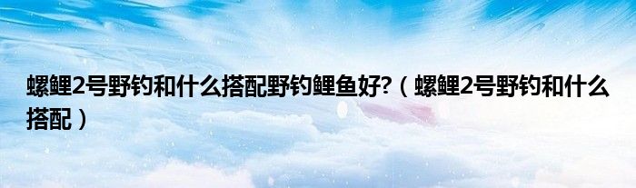 螺鯉2號(hào)野釣和什么搭配野釣鯉魚好?（螺鯉2號(hào)野釣和什么搭配）