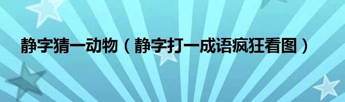 靜字猜一動(dòng)物（靜字打一成語瘋狂看圖）
