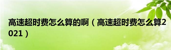 高速超時(shí)費(fèi)怎么算的?。ǜ咚俪瑫r(shí)費(fèi)怎么算2021）