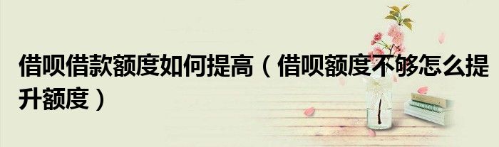 借唄借款額度如何提高（借唄額度不夠怎么提升額度）