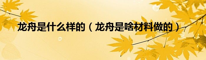 龍舟是什么樣的（龍舟是啥材料做的）