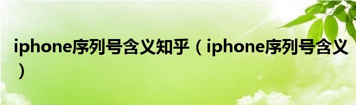 iphone序列號含義知乎（iphone序列號含義）