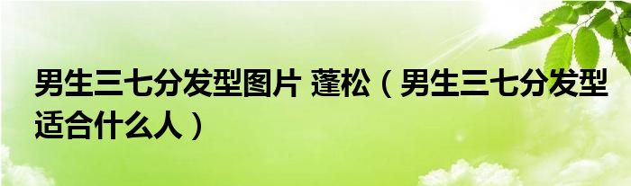 男生三七分發(fā)型圖片 蓬松（男生三七分發(fā)型適合什么人）