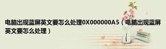 電腦出現(xiàn)藍(lán)屏英文要怎么處理0X000000A5（電腦出現(xiàn)藍(lán)屏英文要怎么處理）