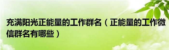 充滿陽光正能量的工作群名（正能量的工作微信群名有哪些）
