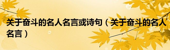 關于奮斗的名人名言或詩句（關于奮斗的名人名言）