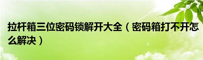 拉桿箱三位密碼鎖解開大全（密碼箱打不開怎么解決）