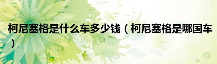 柯尼塞格是什么車多少錢（柯尼塞格是哪國車）
