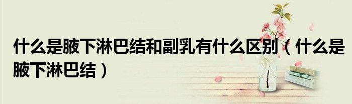 什么是腋下淋巴結(jié)和副乳有什么區(qū)別（什么是腋下淋巴結(jié)）