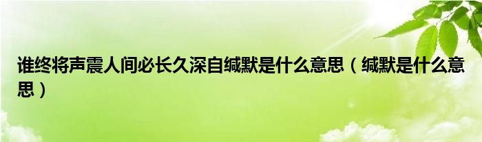 誰終將聲震人間必長(zhǎng)久深自緘默是什么意思（緘默是什么意思）