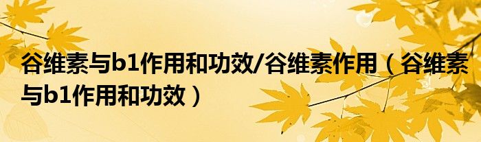 谷維素與b1作用和功效/谷維素作用（谷維素與b1作用和功效）
